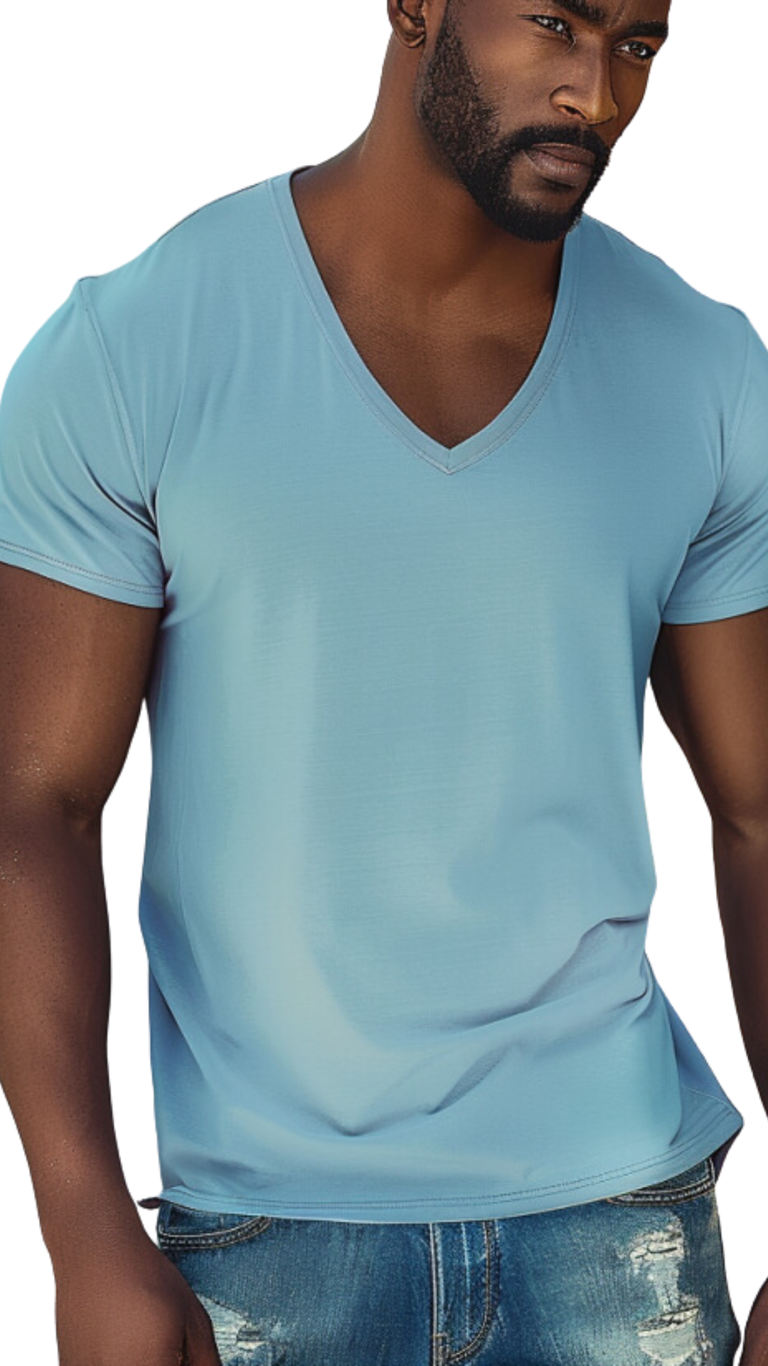 - V- Neck Tee Sky Blue