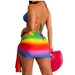 Rainbow Print One -Piece Swimsuit with Wrap - 212