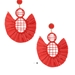 Red Woven Rafia Tassel Earrings - 